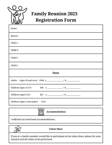 Detailed Family Reunion Registration Form Template