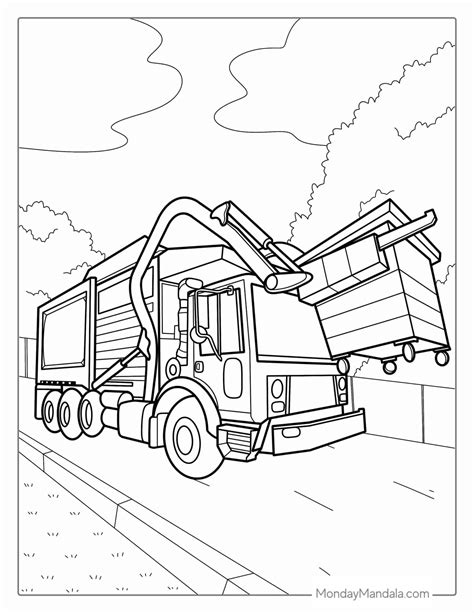 Detailed Garbage Truck Coloring Pages for Kids