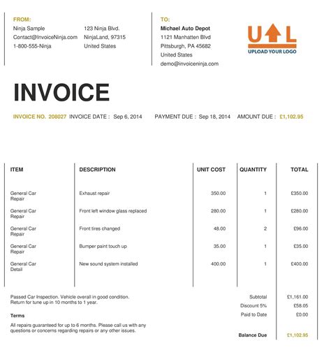 Detailed Invoice Template