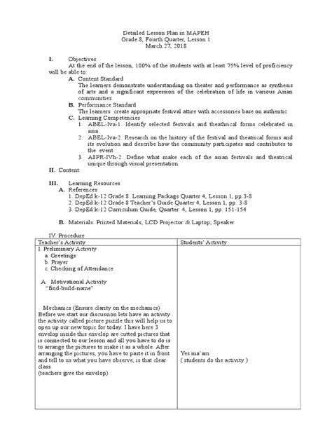 Detailed Lesson Plan Template