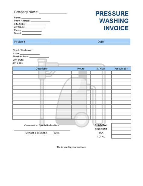 Detailed Pressure Washing Invoice Template