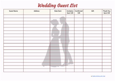 Detailed Wedding Guest List Template in Excel