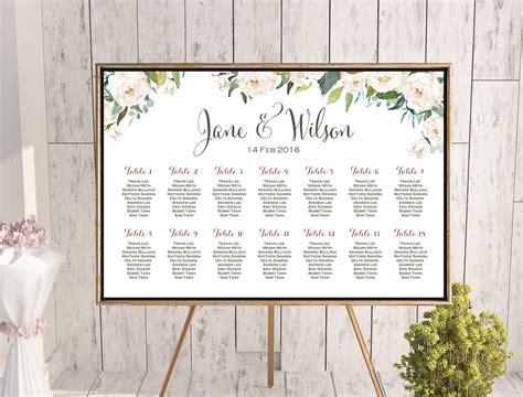 Detailed Wedding Seating Chart Template