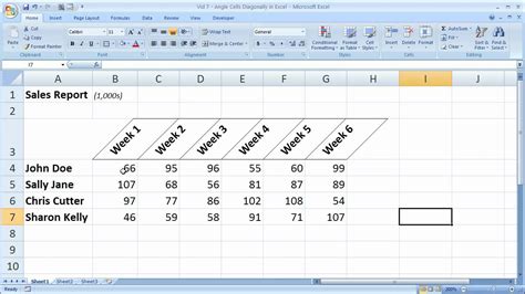 Apply formatting for diagonal cells in Excel