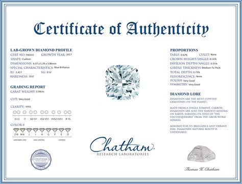 Diamond Certificate of Authenticity Components