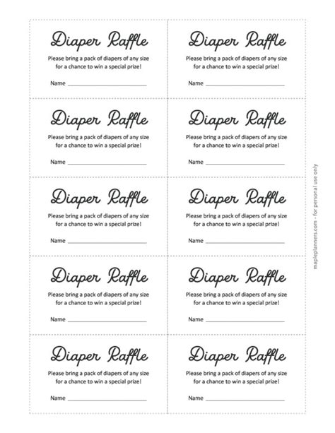 Diaper and Wipe Raffle Tickets Template 10