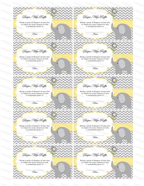 Diaper and Wipe Raffle Tickets Template 2