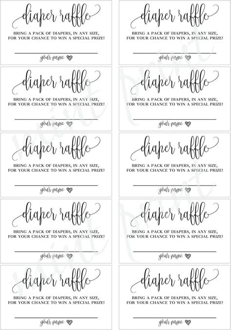 Diaper and Wipe Raffle Tickets Template 4