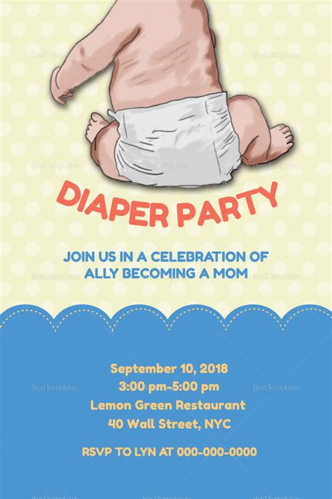 Diaper Party Invitations Templates Gallery 3