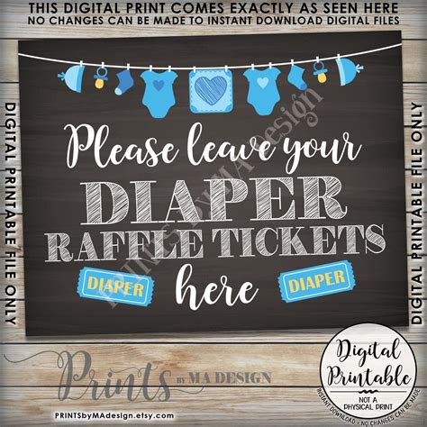 A collection of diaper raffle ticket ideas