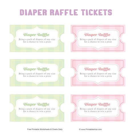 A set of colorful diaper raffle tickets