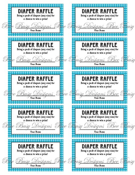 A diaper raffle ticket with a cute design