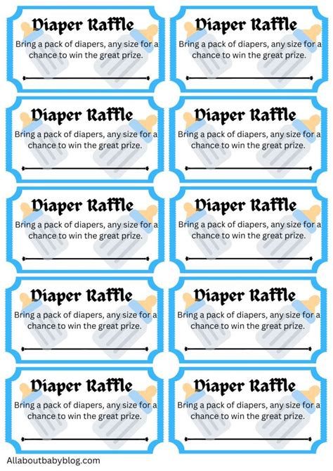 Diaper Raffle Ticket with Baby Bottle