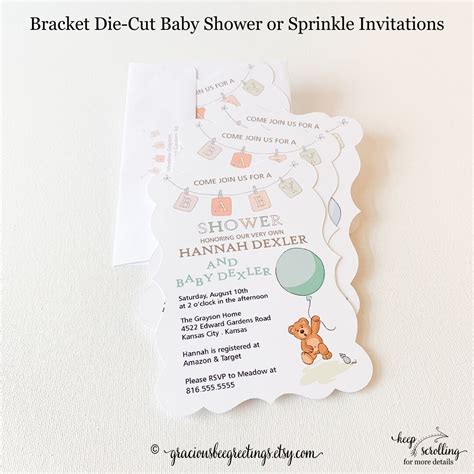 Die-cut baby shower invitations