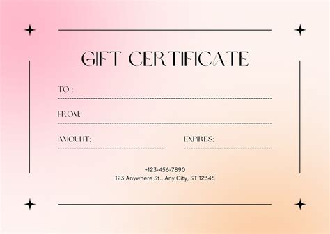 Digital Gift Certificate Examples