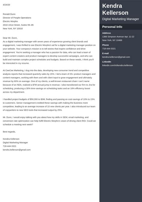 Digital Marketing Cover Letter Example