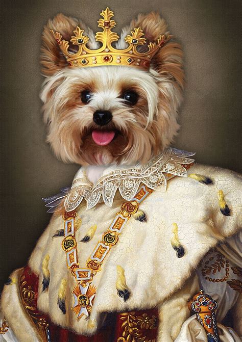 Digital pet portrait with royal crown