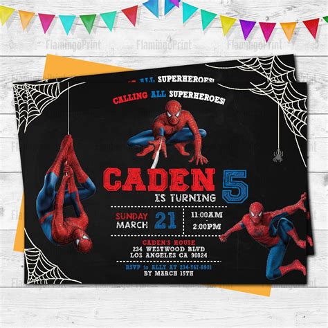 Digital Spiderman Birthday Invitations