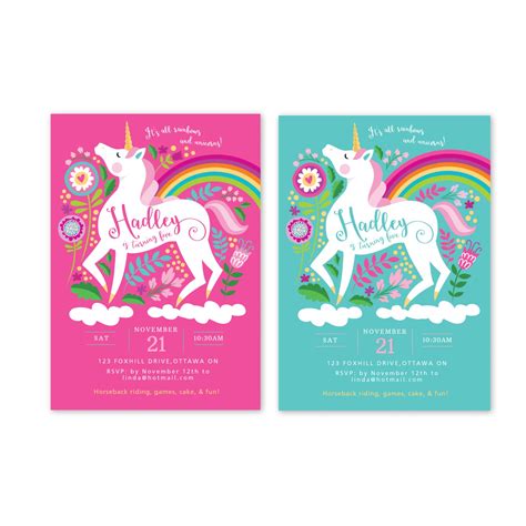 Digital Unicorn Invitation