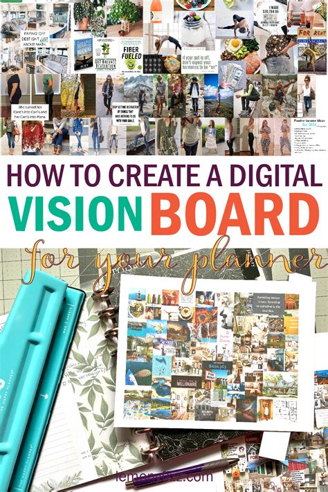 A digital vision board with images and words representing success and abundance