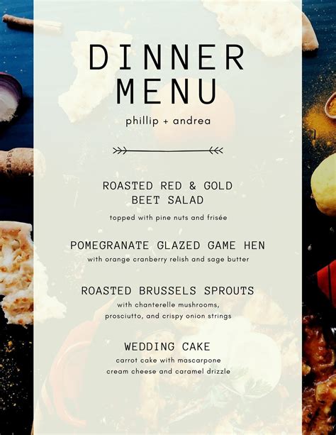 Dinner Party Menu Template