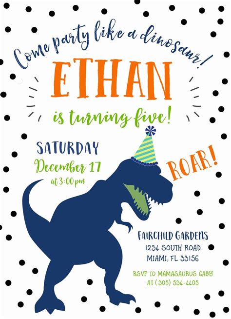 Dino Footprint Birthday Invitation Template