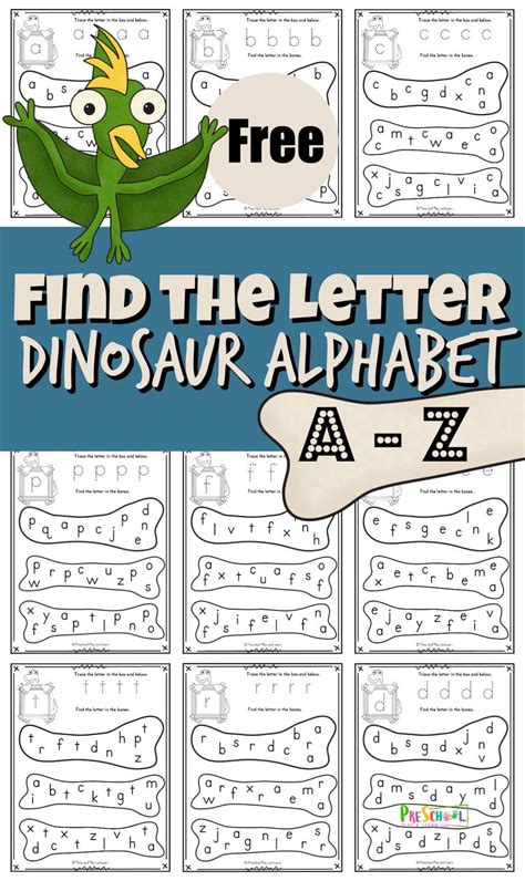 Dinosaur Alphabet Worksheets for Kids