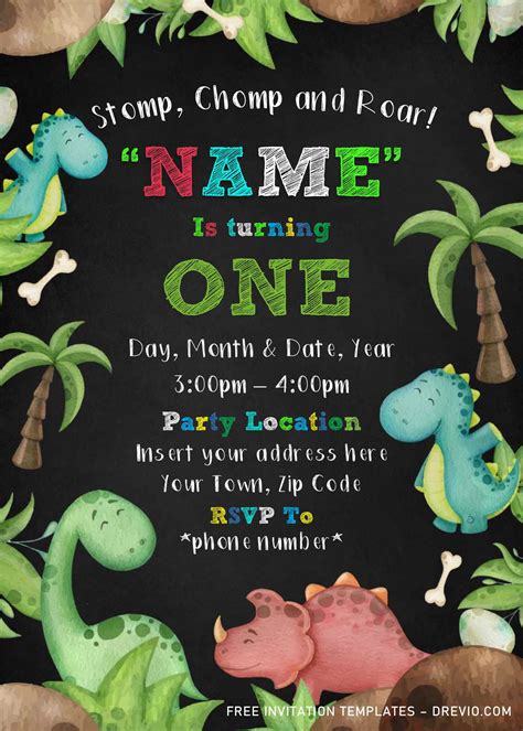 Dinosaur Birthday Invitation Template