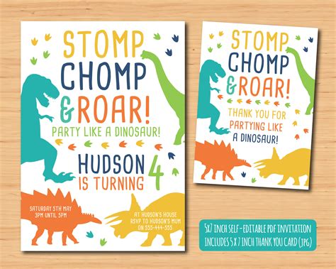 Dinosaur Birthday Party Invitation Ideas