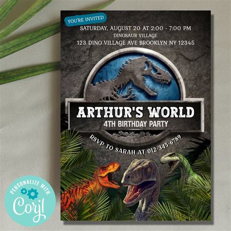 Dinosaur Invitation Template Design