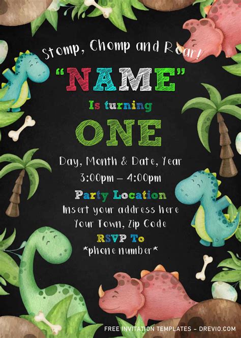 Dinosaur Invitation Template Designs