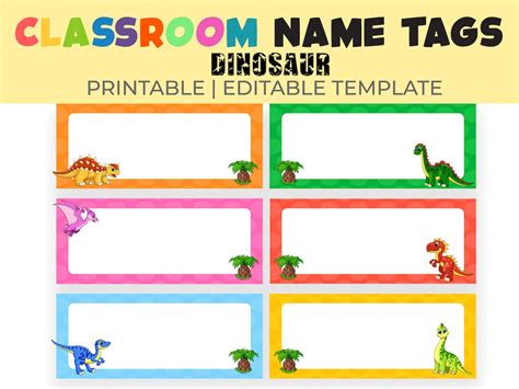 Dinosaur Name Tags Design