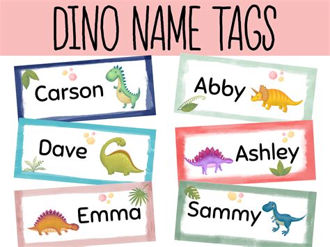 Dinosaur Name Tags Printable Templates