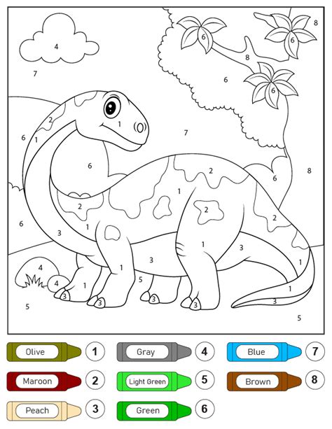 Diplodocus color by number printable