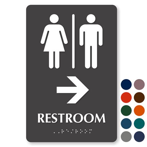 Directional restroom sign