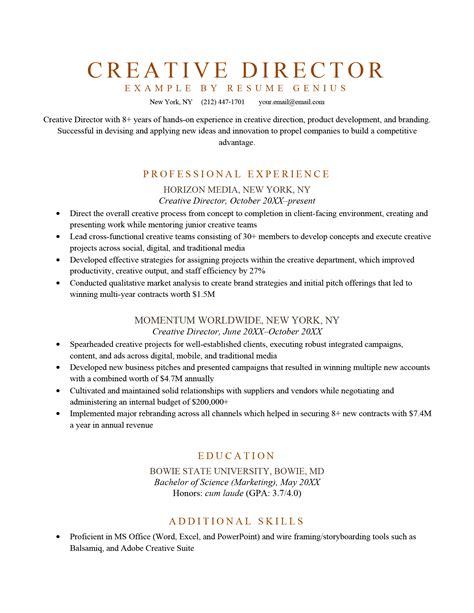 Director Creative Template Example