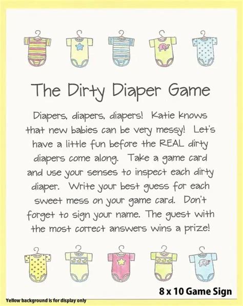 Dirty Diaper Game Template