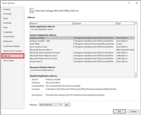 Disabling Add-ins in Excel