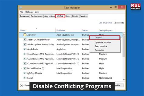 Disable Conflicting Software