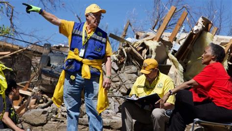 A disaster relief food distribution center