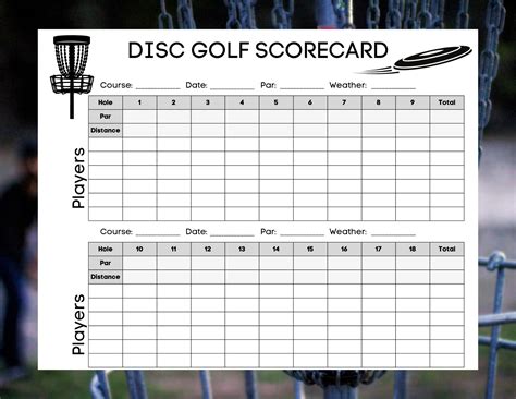 A custom disc golf scorecard template