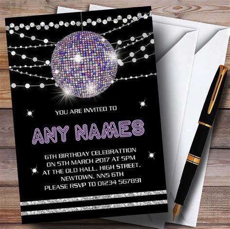 A disco ball invitation template with a glittering mirrored design