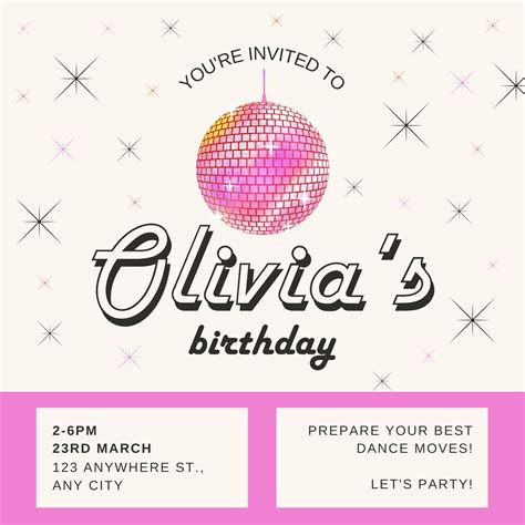 Disco Ball Invitation Templates Examples