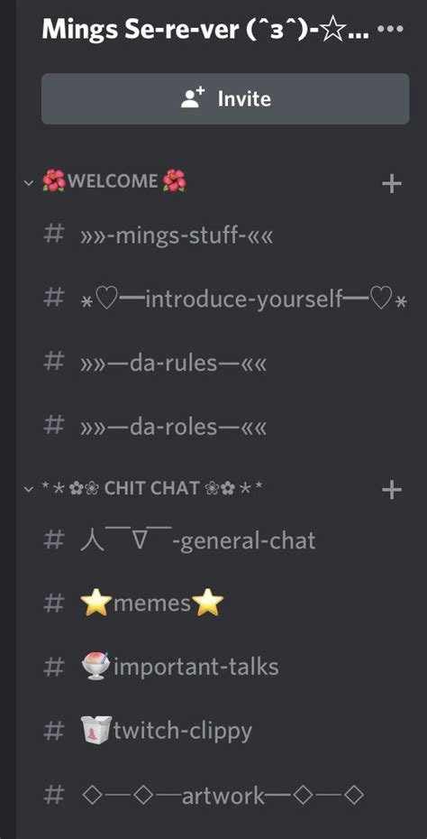 A Discord server with various channels and users