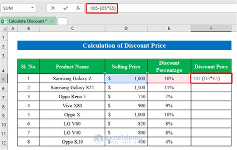 Discount Formula Excel