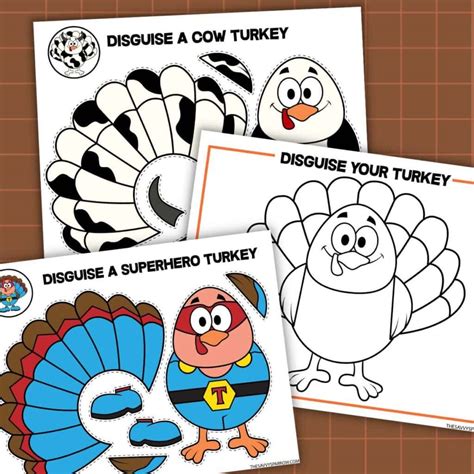 Disguise turkey templates printable for kids