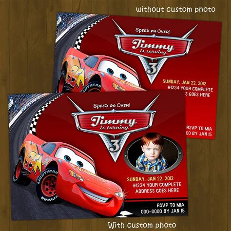 Disney Cars photo invitation template