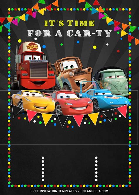 Disney Cars pop-up invitation template