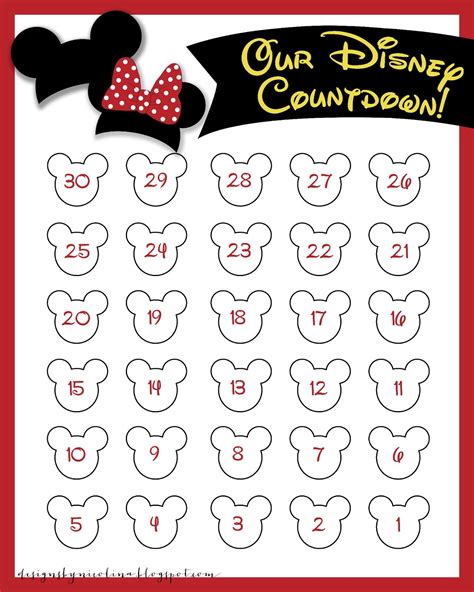 Disney Countdown Calendar Printables