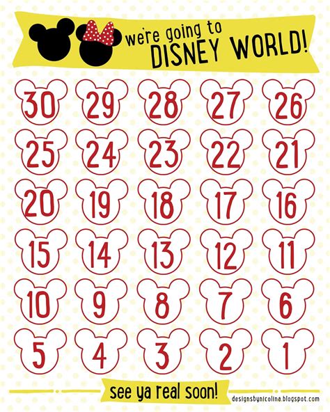 Disney Countdown Calendar Printables Gallery 2